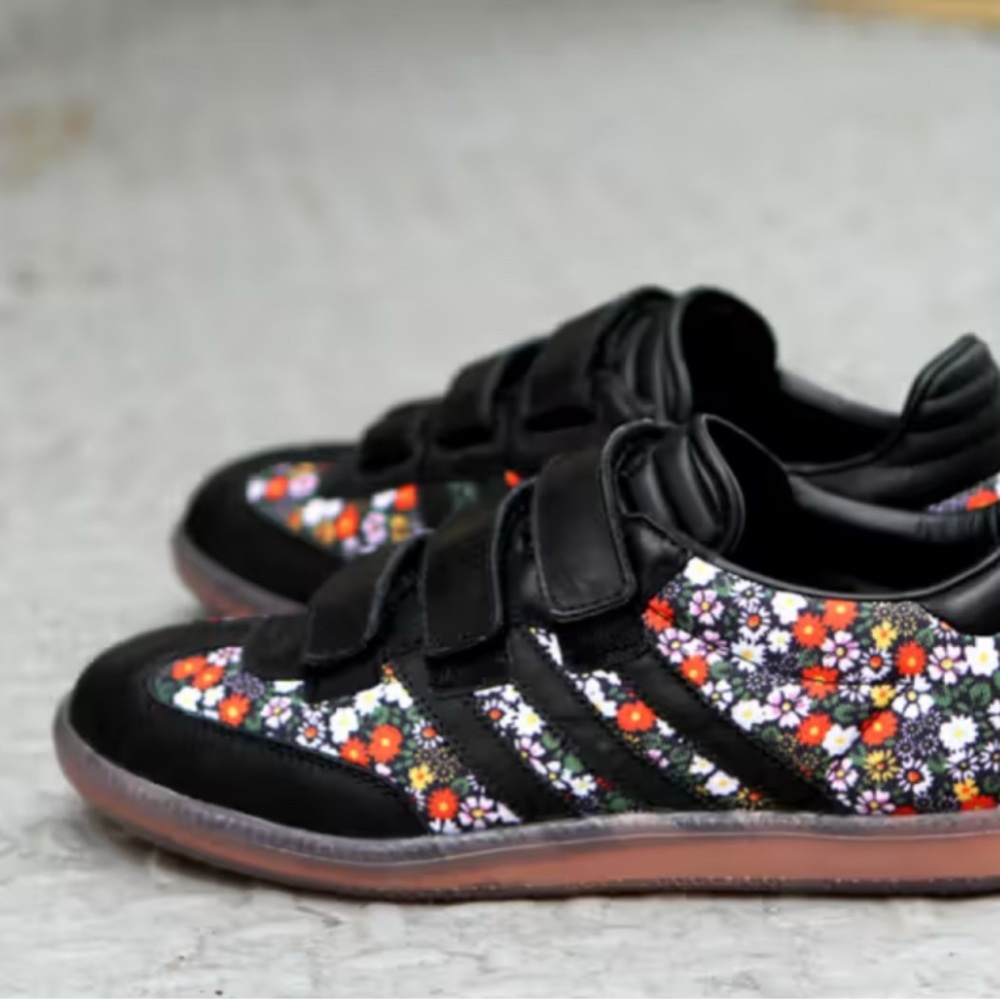 Adidas Black Sneakers with Floral Accents